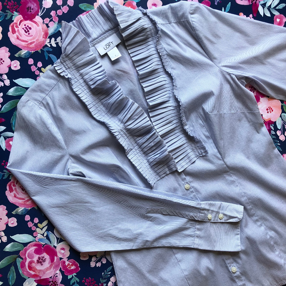 ✖️LAST CALL! LOFT Long Slv Button-Up, sz 2 - Picture 5 of 5